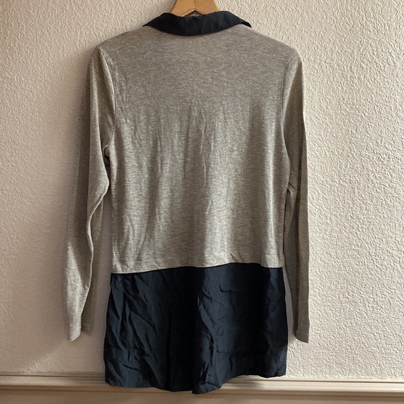 ANTHROPOLOGIE Comme Toi tan and olive green button front Tunic top - Picture 6 of 7